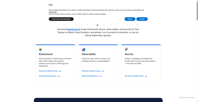Security scan screenshot of https://artifacts.security.elastic.co/