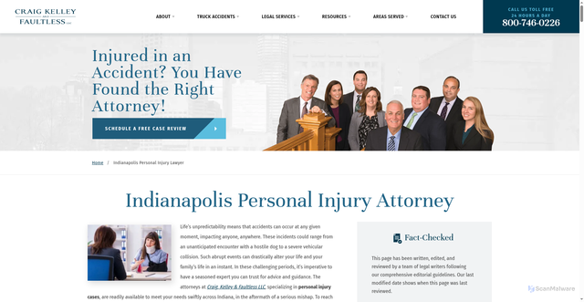Security scan screenshot of https://www.ckflaw.com/personal-injury-lawyer/