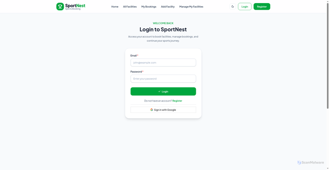 Security scan screenshot of https://sportnest-client-psi.vercel.app/facilities/6a14689a76766ed0fec06b35
