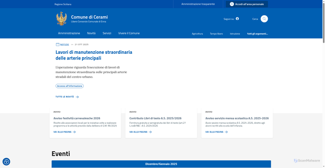 Security scan screenshot of https://comune.cerami.en.it/