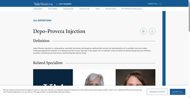 Security scan screenshot of https://www.yalemedicine.org/clinical-keywords/depo-provera-injection