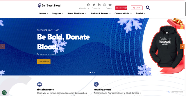 Security scan screenshot of https://www.giveblood.org/