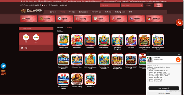 Security scan screenshot of https://dragon969resmi.site/games/fishing