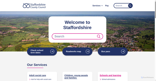 Security scan screenshot of https://staffordshire.gov.uk