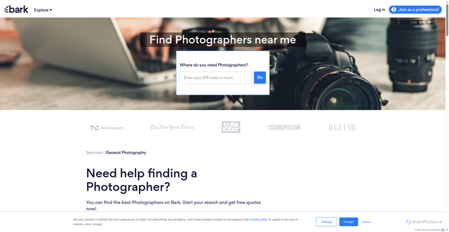 Security scan screenshot of https://www.bark.com/en/us/photographer/