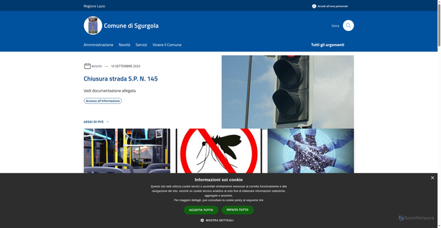 Security scan screenshot of https://www.comune.sgurgola.fr.it/it