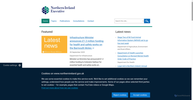 Security scan screenshot of https://www.northernireland.gov.uk/