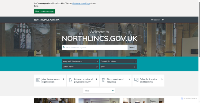 Security scan screenshot of https://www.northlincs.gov.uk/