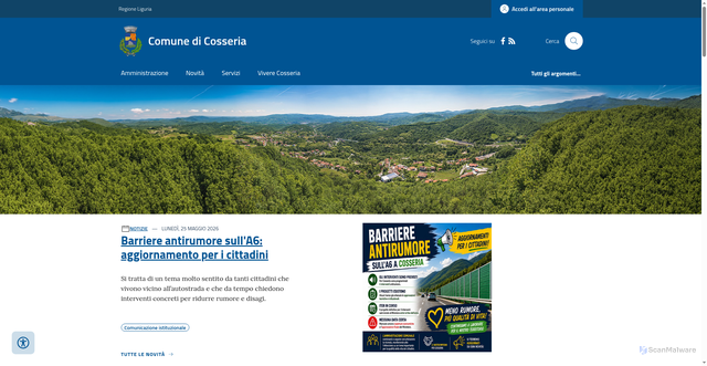 Security scan screenshot of https://www.comune.cosseria.sv.it
