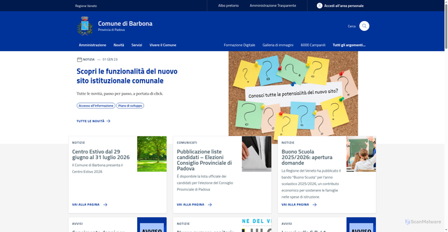 Security scan screenshot of https://www.comunebarbona.pd.it