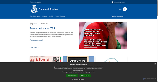 Security scan screenshot of https://www.comune.treviolo.bg.it/it