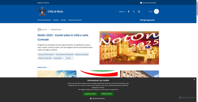 Security scan screenshot of https://www.comune.noto.sr.it/it