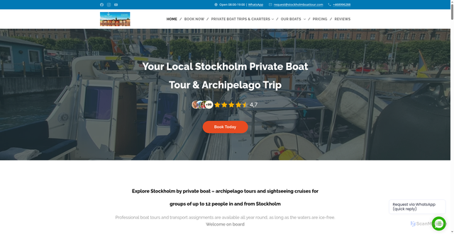 Security scan screenshot of https://stockholmboatcharter.se