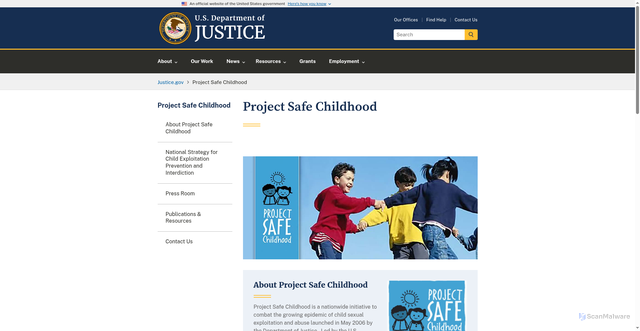 Security scan screenshot of https://www.justice.gov/psc