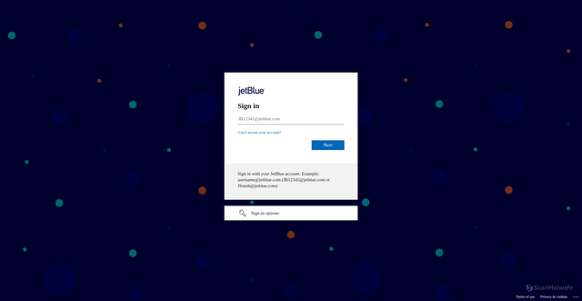 Security scan screenshot of https://cms.jetblue.com