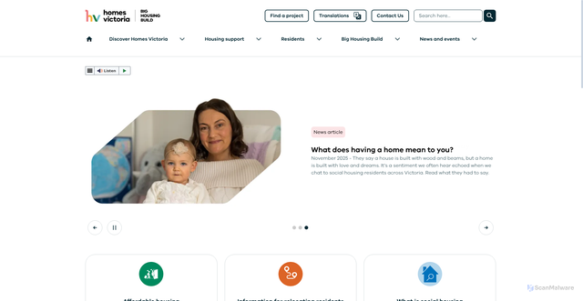 Security scan screenshot of https://www.homes.vic.gov.au/