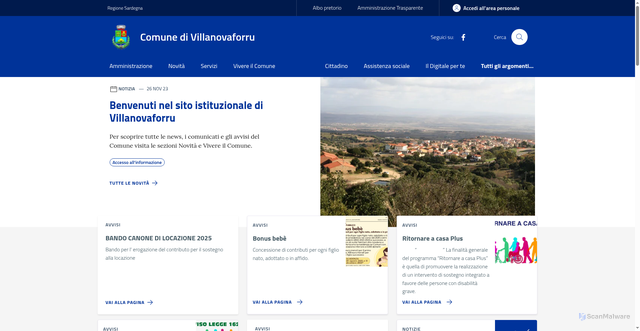 Security scan screenshot of https://www.comune.villanovaforru.su.it/