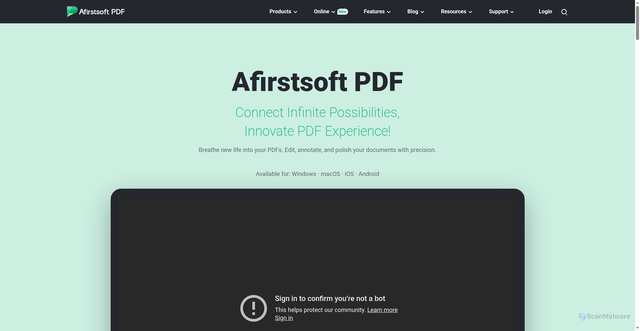 Security scan screenshot of https://afirstsoft.com