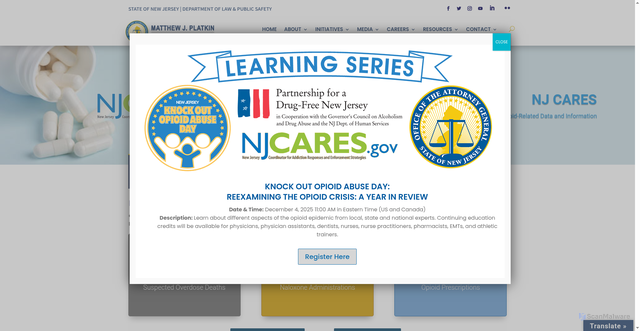 Security scan screenshot of https://www.njoag.gov/programs/nj-cares/