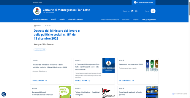 Security scan screenshot of https://www.comune.montegrossopianlatte.im.it