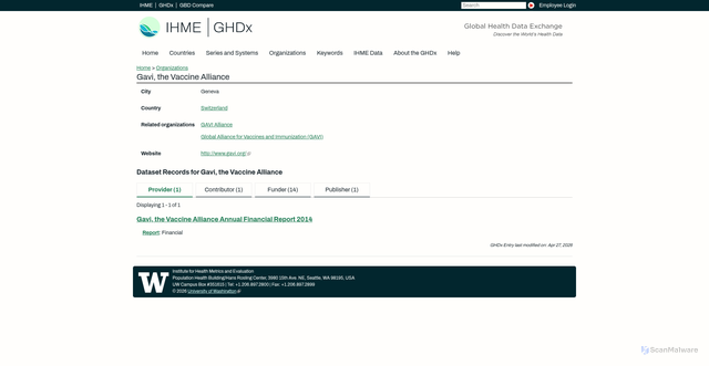 Security scan screenshot of https://ghdx.healthdata.org/organizations/gavi-vaccine-alliance