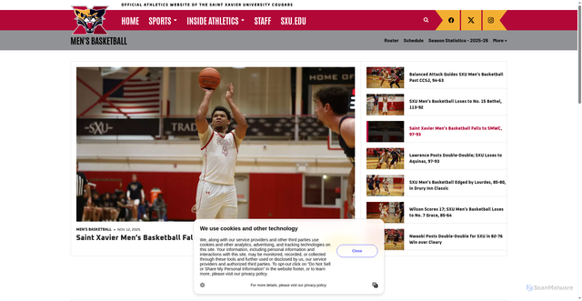 Security scan screenshot of https://sxucougars.com/sports/mens-basketball