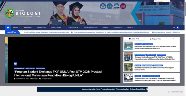Security scan screenshot of https://biologi.fkip.unila.ac.id