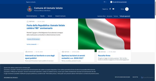 Security scan screenshot of https://www.comune.usmatevelate.mb.it