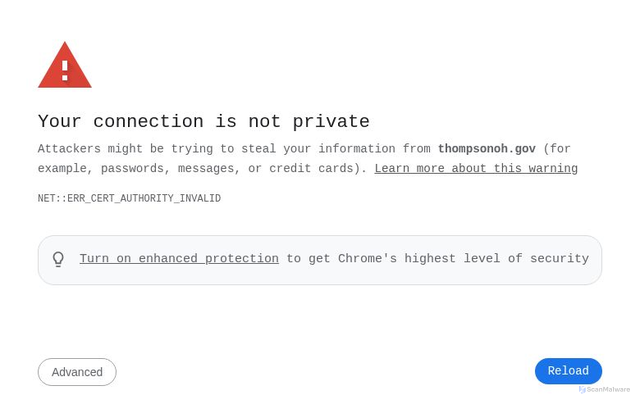 Security scan screenshot of http://thompsonoh.gov/