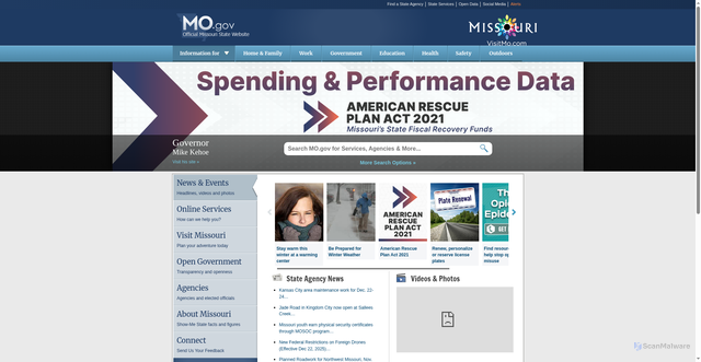 Security scan screenshot of https://www.mo.gov/