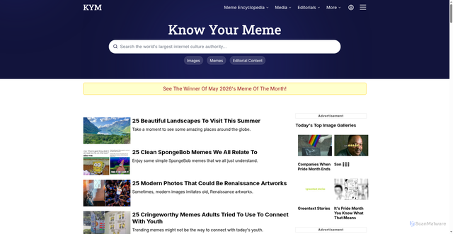Security scan screenshot of https://trending.knowyourmeme.com