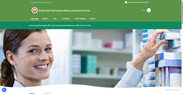 Security scan screenshot of https://www.ordinefarmacisti.it/