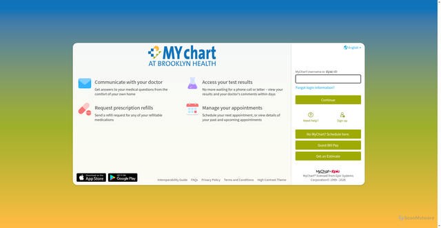 Security scan screenshot of https://mychart.tbh.org