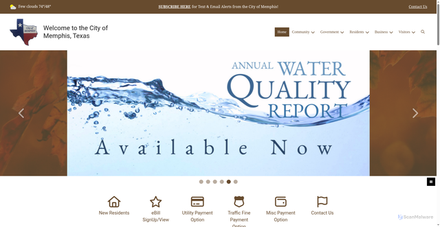 Security scan screenshot of https://memphistexas.gov/