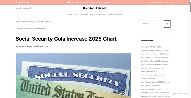 Security scan screenshot of https://brandonjturnerj.pages.dev/tputm-social-security-cola-increase-2025-chart-khvzy/