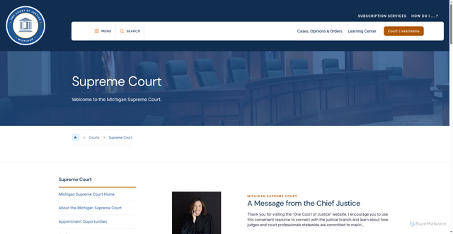 Security scan screenshot of https://www.courts.michigan.gov/courts/supreme-court/