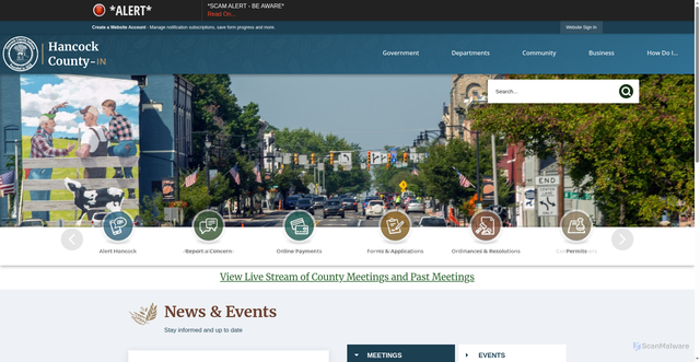 Security scan screenshot of https://hancockin.gov/