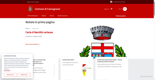 Security scan screenshot of https://www.comune.camugnano.bo.it