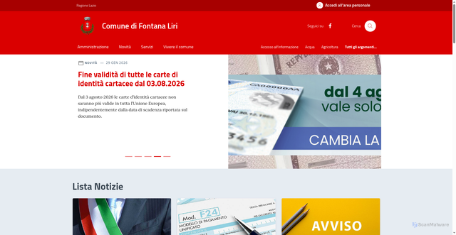 Security scan screenshot of https://www.comunefontanaliri.fr.it
