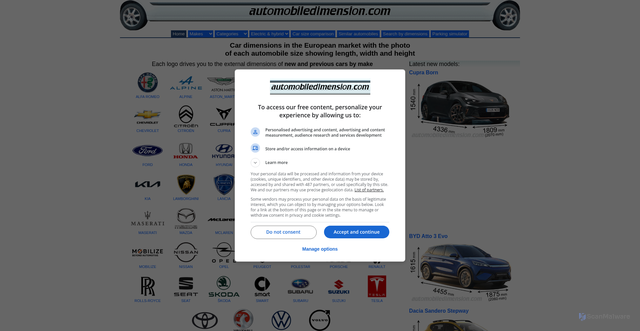 Security scan screenshot of https://www.automobiledimension.com