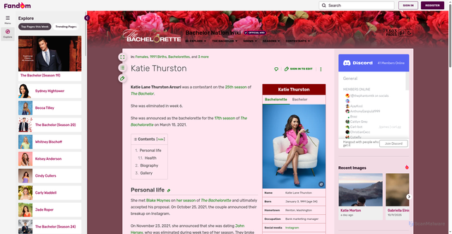 Security scan screenshot of https://bachelor-nation.fandom.com/wiki/Katie_Thurston