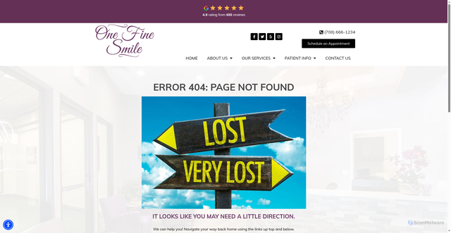 Security scan screenshot of https://www.onefinesmile.com/mp_/