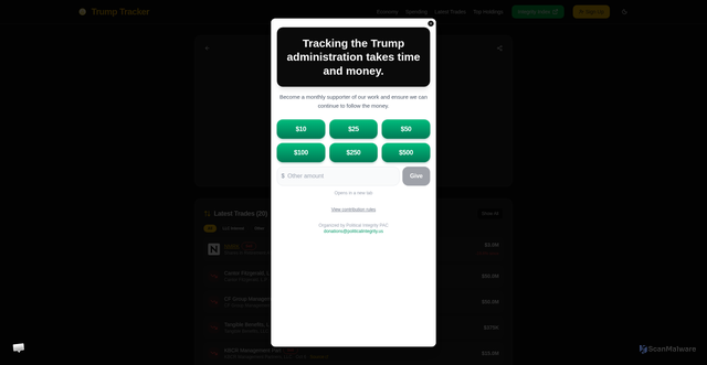Security scan screenshot of https://trumptracker.org/cabinet/howard-lutnick