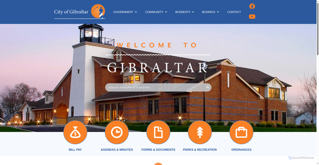 Security scan screenshot of https://cityofgibraltarmi.gov/