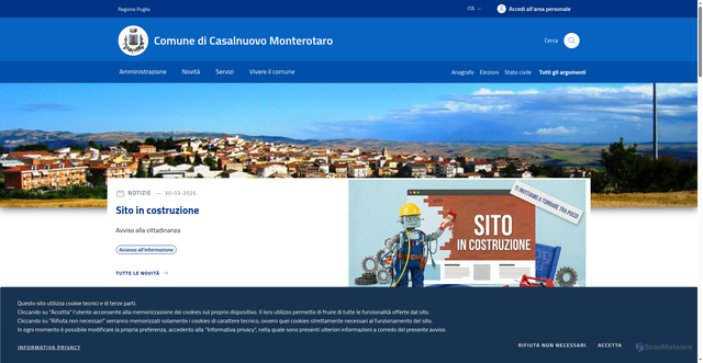 Security scan screenshot of https://www.comune.casalnuovomonterotaro.fg.it