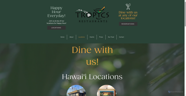 Security scan screenshot of https://www.tropicsrestaurants.com/locations