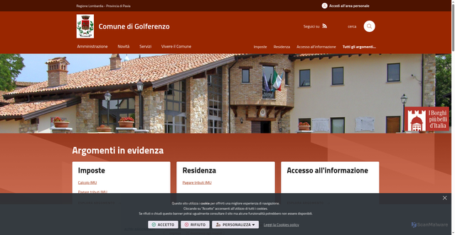 Security scan screenshot of https://www.comune.golferenzo.pv.it/it-it/home
