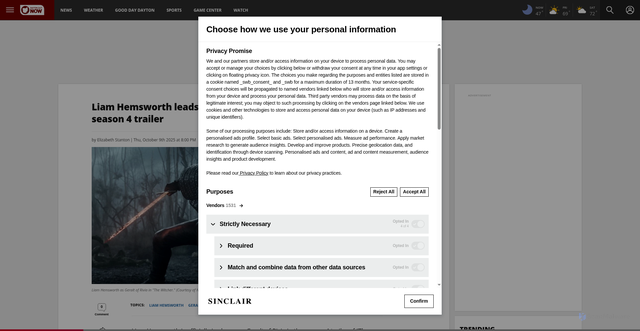 Security scan screenshot of https://dayton247now.com/news/entertainment/liam-hemsworth-leads-the-battle-for-the-continent-in-the-witcher-season-4-trailer