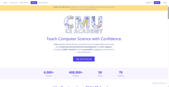 Security scan screenshot of academy.cs.cmu.edu