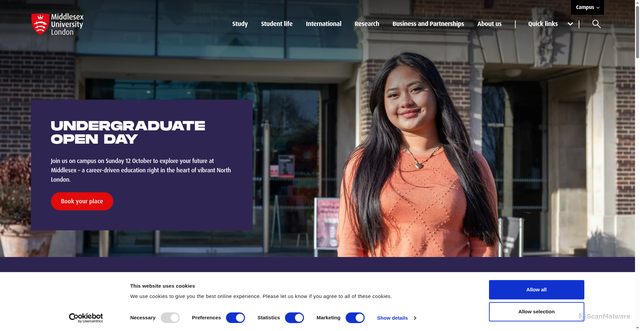 Security scan screenshot of https://www.mdx.ac.uk//